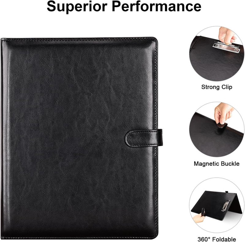 KINGFOM Professional Business Padfolio Clipboard Folder Portfolio, PU Leather Clipboard Organizer with Cover for Legal Pad Holder, Letter Size Resume/Document Portfolio Folder for Men Women Black - Image 5